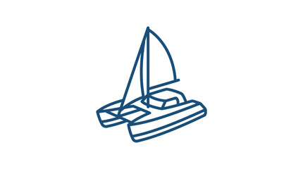 Catamaran Sailboat Hand Drawn Vector Illustration © aris yanto