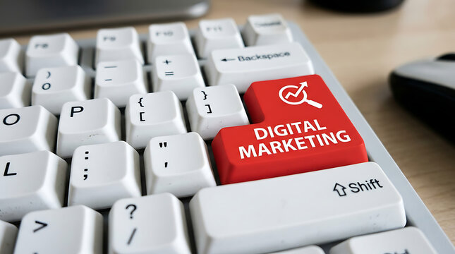 Digital Marketing Keyboard Button &ndash; Online Marketing, SEO and Business Growth Concept
