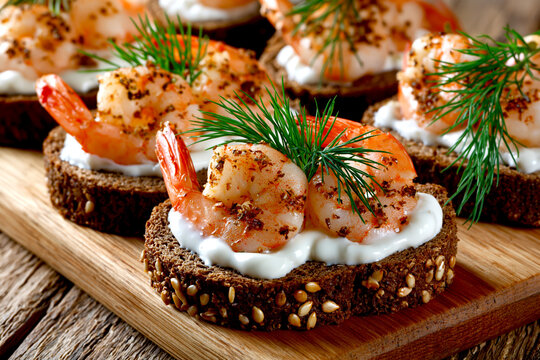 Shrimp Canap&eacute;s with Cream Cheese and Lemon &ndash; AI Generative
