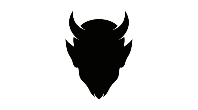 Silhouette of a devil head with horns and goatee
