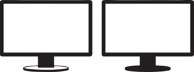 Vector illustration of two blank computer monitors on stands for design and graphic purposes © Ajoy