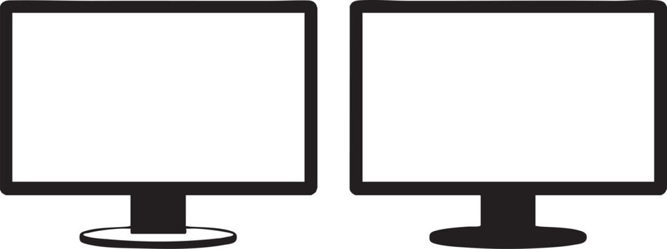 Vector illustration of two blank computer monitors on stands for design and graphic purposes