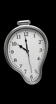Surreal Melting Analog Clock Floating on Black Background