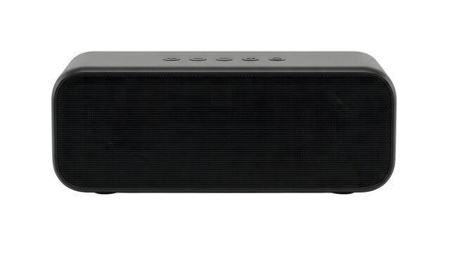 Black wireless portable bluetooth speaker device isolated on transparent background
