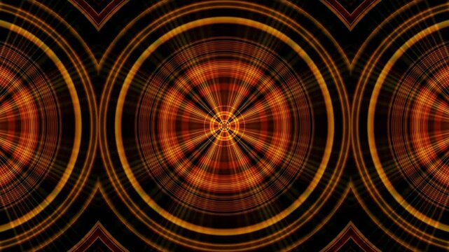 Golden Concentric Rings Animation, Abstract Radial Burst, Optical Illusion Geometric Pattern Seamless Loop Background
