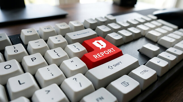 Report Keyboard Button &ndash; Business Reporting, Data Analysis and Digital Report Management Concept