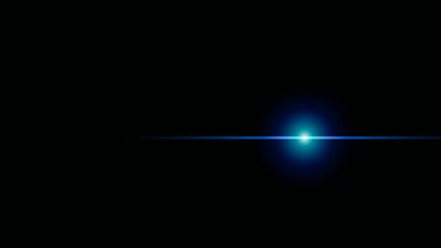 Blue Lens Flare Horizon - Cinematic Light Streak on Black