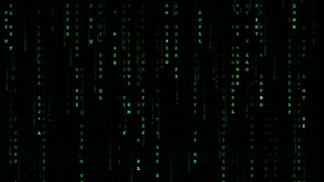 Classic Green Matrix Code Scrolling on Dark Digital Screen