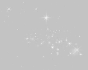 Fototapeta premium White sparkling dust drifts gently with luminous shimmer and graceful glowing details. Tiny glitter adds elegant winter charm. Perfect for transparent vector.