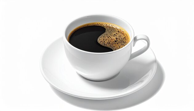 Kaffeetasse mit hei&szlig;em Kaffee auf wei&szlig;em Hintergrund
