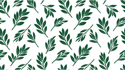 Fototapeta premium Seamless pattern with hand drawn green leaf branches for nature inspired design projects