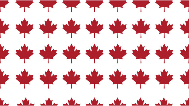 Red maple leaf pattern repeating in a simple grid design