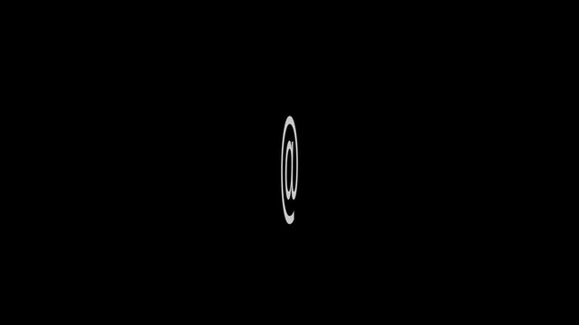 "At" symbol icon spinning. Alpha channel. looping.4 k animation video....