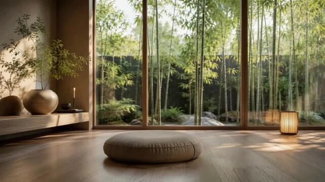 HD Seamless Loop Minimalist Meditation Room Background for Wellness Website and Meditation Videos