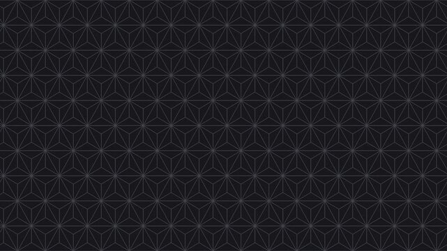Black asanoha japanese hemp leaf pattern scrolling seamless loop traditional background