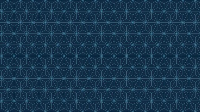 Blue asanoha japanese hemp leaf pattern scrolling seamless loop traditional background