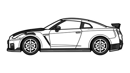 Naklejka premium Sleek Sports Car Silhouette with Spoiler 1.