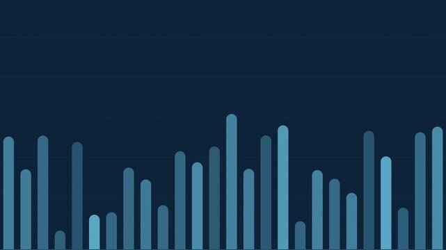 Blue bar chart columns rising rhythmically seamless loop business data background