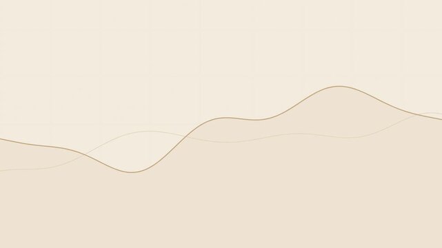 Beige financial line graph flowing over grid seamless loop market background