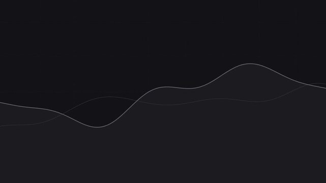 Black financial line graph flowing over grid seamless loop market background