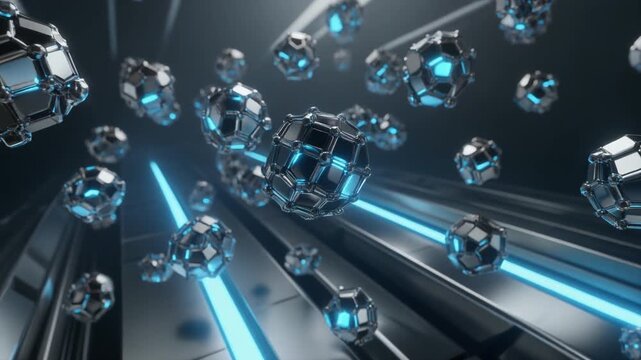 Metallic nanobots in futuristic technology background