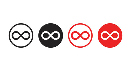 Fototapeta premium Infinity Symbol Vector Icons Set in Black and Red