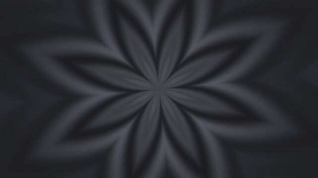 Black kaleidoscope mandala blooming and rotating seamless loop meditation background