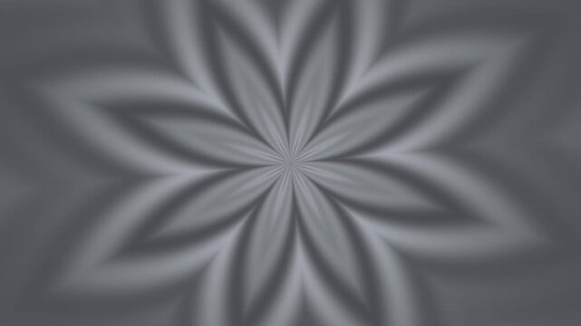 Gray kaleidoscope mandala blooming and rotating seamless loop meditation background