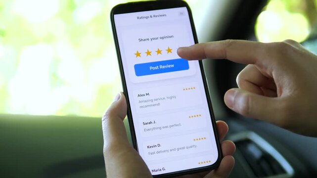 Mobile app review flow. User selects 4 stars, publishes their feedback, and gets a green Thank You checkmark confirmation. Ideal for e-commerce trust-building, user engagement