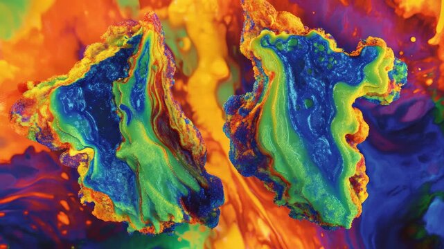 Colorful psychedelic marble texture with swirling fluid paint in rainbow tones, abstract art background, vibrant creative wallpaper, dynamic modern design.