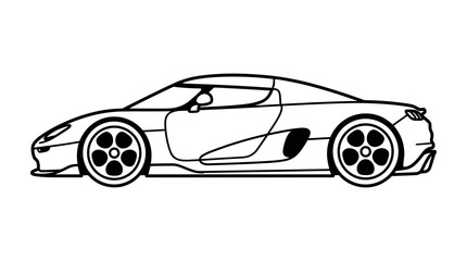 Naklejka premium Sleek Sports Car Outline Drawing 3.