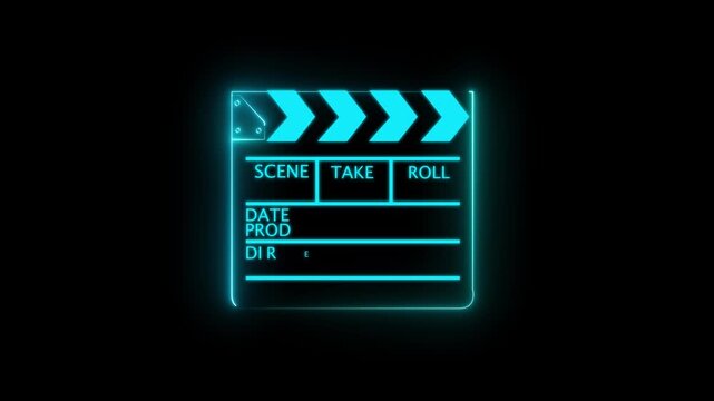 Vintage Movie Clapperboard Resting Studio Floor. Movies Start Board camera, action take scene shooting video movie production Cinema, Video, Movie Clapperboard, Broadcasting 4K Motion Graphics.