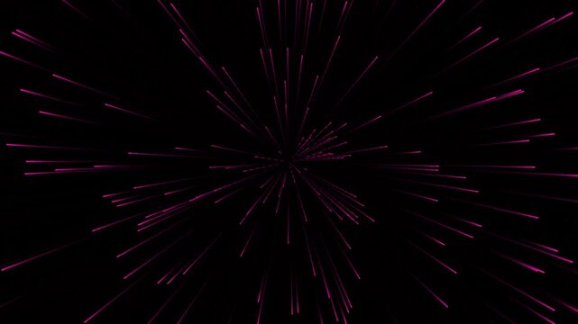 Hyperspace Jump Effect: Pink Light Speed Travel Through Dark Universe