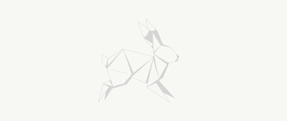 Obraz premium Origami Rabbit Silhouette, Geometric Animal Art, Minimalist White Background