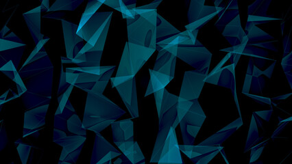 Abstract futuristic digital network background featuring glowing nodes, polygon mesh and connected lines. Ideal for AI technology, blockchain, cloud computing, scientific research and cybersecurity. © Phakhawat