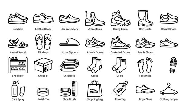 Modern Shoes Vector Icon Set