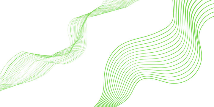 Contemporary Green Wave Ribbon Stripe Abstract Transparent Background