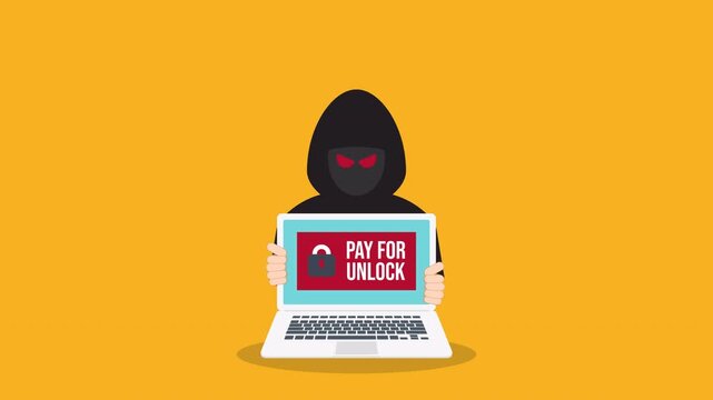 Ransomware Hacker Demanding Payment to Unlock Infected Computer Cyber Security Animation