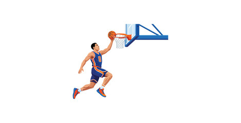 Basketball Player Slam Dunk Vector Illustration © mboku