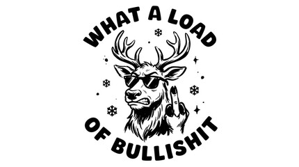 Funny deer vintage artwork. Sassy reindeer with sunglasses. T shirt vector design. © rahel lila