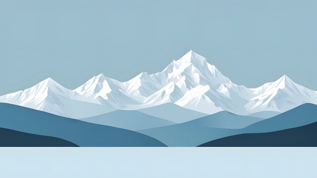 Minimalist illustration of snow covered alps 