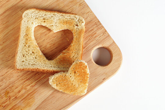 Heart Shaped Toast On Board