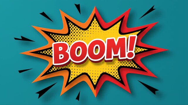 Boom comic book word explosion animation