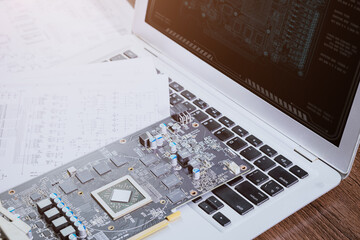 Advanced electronic circuit board design for semiconductor technology. High precision engineering and PCB development. © Quality Stock Arts