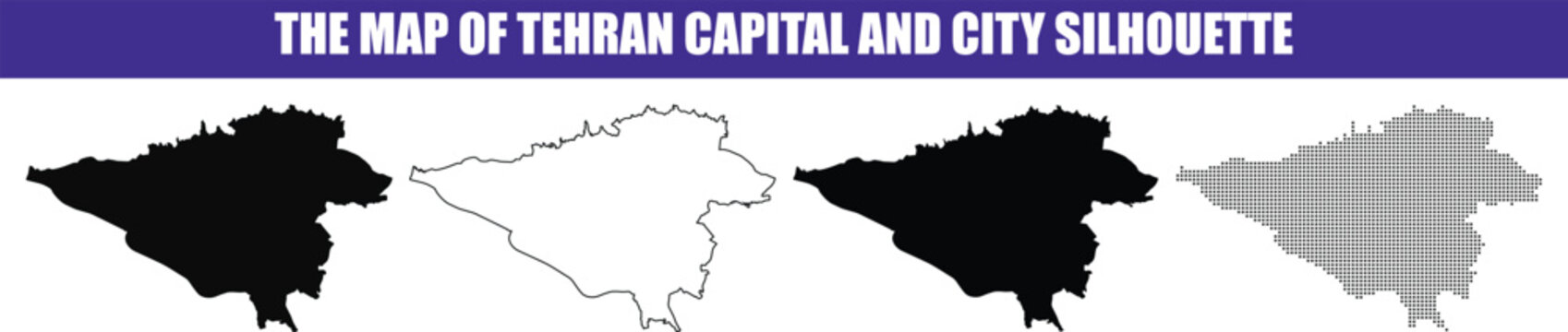 Tehran city map outlines with fill variations during a clean presentation isolated on white background
