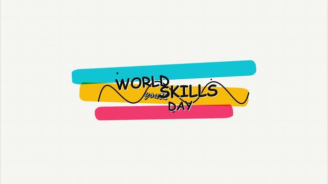 World Youth Skills Day Text Animation Minimalist Flat Graphic Style Motion Graphics Intro for Educational Social Media Campaigns