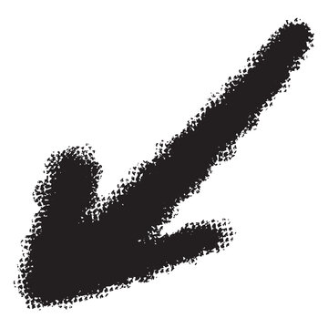 Hand-drawn black diagonal downward arrow with rough textured edges