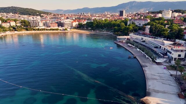 Aerial view of bacvice beach in split, croatia