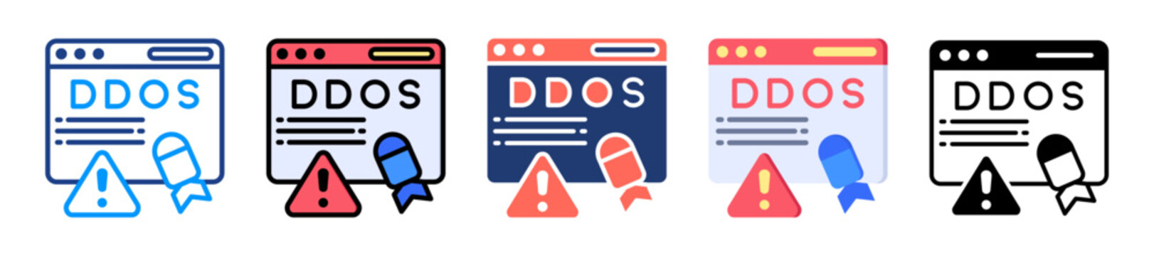 Ddos Attack Icon Sheet Multiple Style Collection 