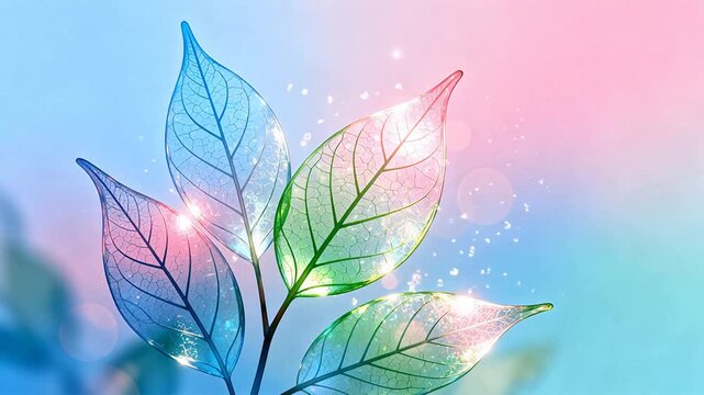 Colorful translucent leaves with light effects